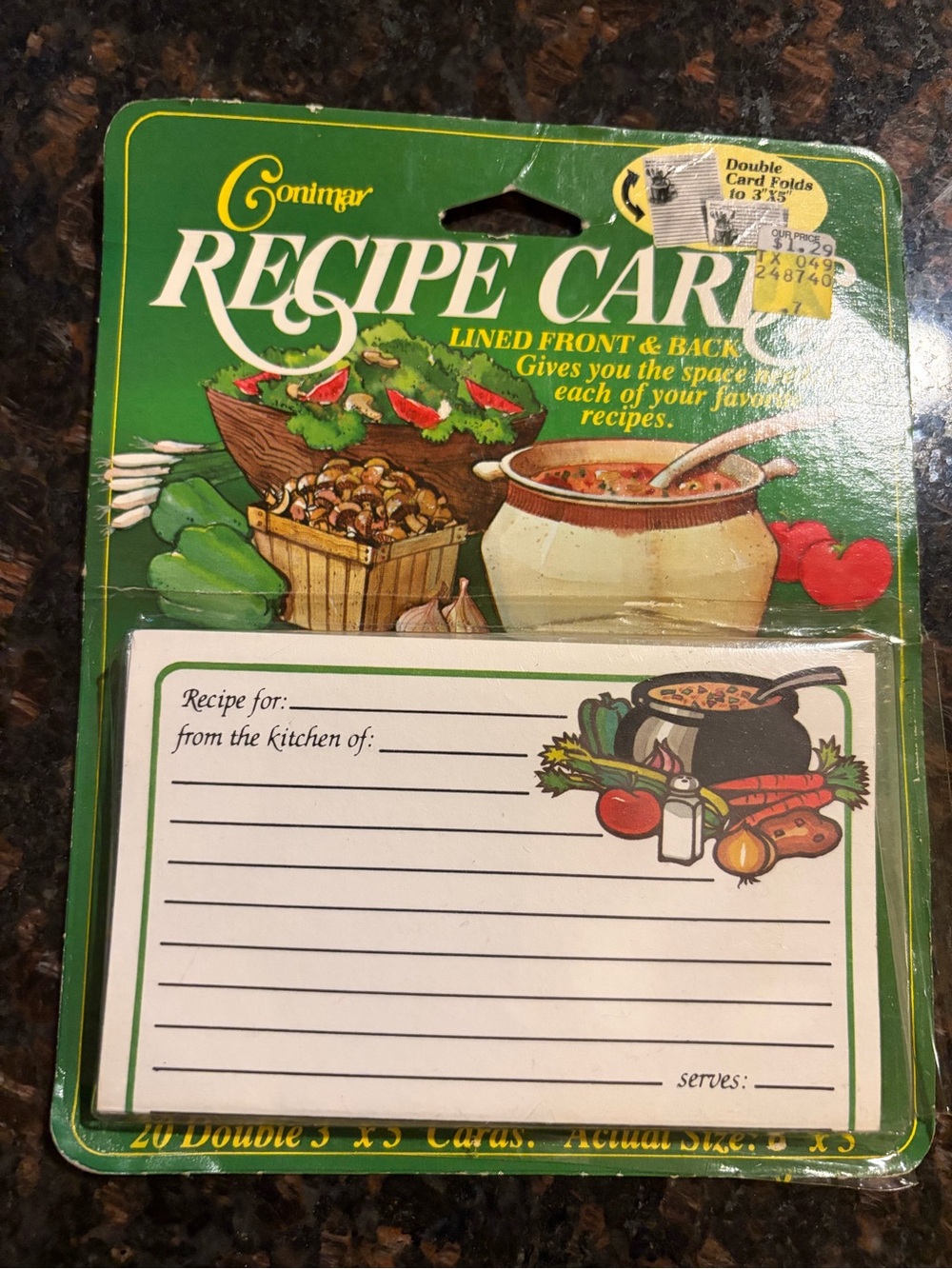 Vintage Conimar Recipe Cards 20 Double 3" x 5" Cards Made in USA / New Old Stock